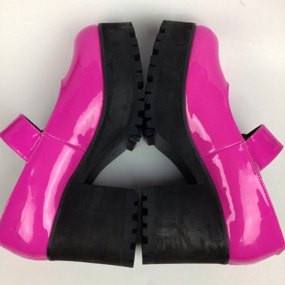Dolls Kill Current Mood Y2K Damnation Platform Goth Mary Janes Shoes Hot Pink 8 - Picture 7 of 12